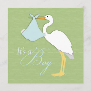 Stork Boy Baby Shower Invitation Square