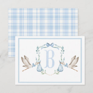 Stork Boy Preppy Southern Blue Baby Shower Thank You Card
