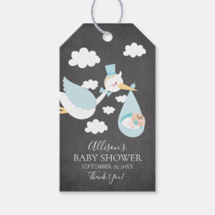 Stork Boys Baby Shower Favour Gift Tag