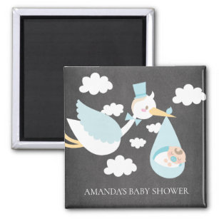 Stork Boys Baby Shower Favour Magnet