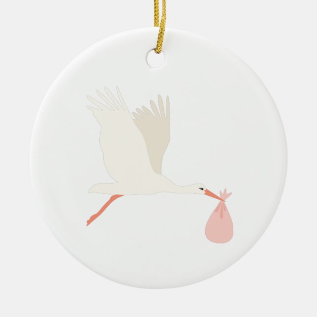 Stork Bundle Ceramic Ornament (Front)