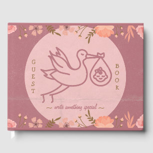 Stork Carrying Baby-Baby Shower Guest Book