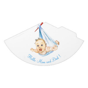 Stork Carrying Baby - Cartoon Drawing Sweet Funny  Party Hat