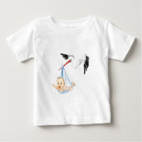 Stork Carrying Baby Funny Baby T-Shirt