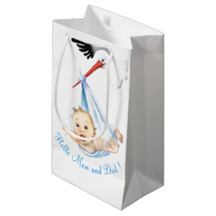 Stork Carrying Baby Funny Gift Bag - Custom Text