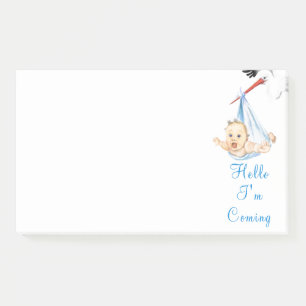 Stork Carrying Baby Funny Sticky Notes Custom Text