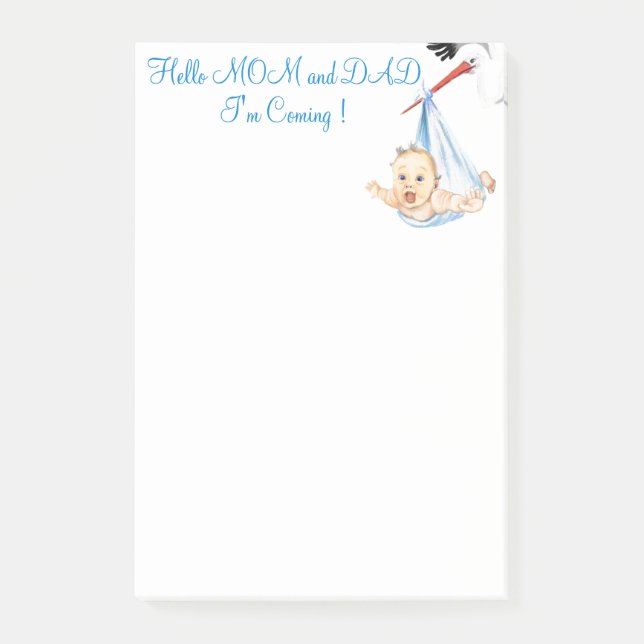 Stork Carrying Baby Funny Sticky Notes Custom Text (Front)