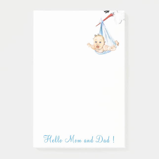 Stork Carrying Baby Post-it® Notes (Front)