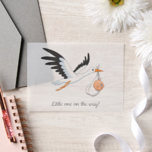 Stork Carrying Baby Shower Insert Vellum Invitations