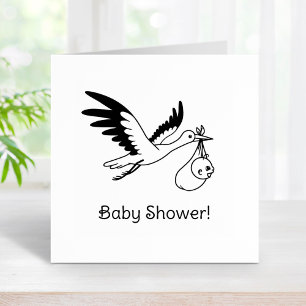 Stork Carrying Bundle Baby Shower Rubber Stamp