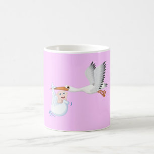 Stork carrying new born Baby Coffee Mug