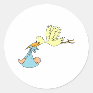 Stork Delivering a Baby Classic Round Sticker