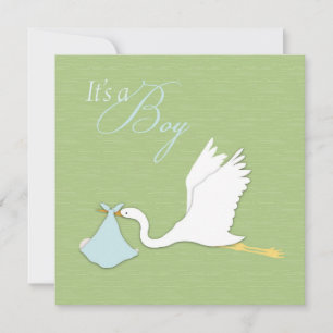Stork Delivers Boy Baby Shower Invitation Square