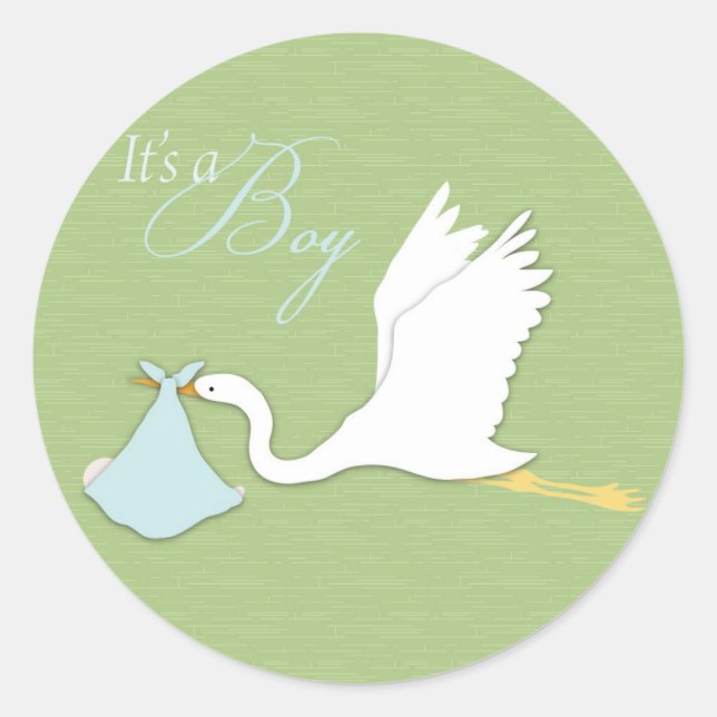 Stork Delivers Boy Sticker (Front)