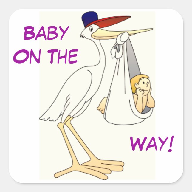 Stork Delivery Baby Square Sticker (Front)