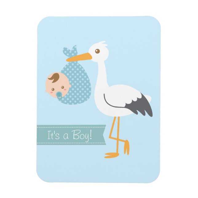 Stork Delivery Cute Baby Boy Shower Party Favour Magnet (Vertical)