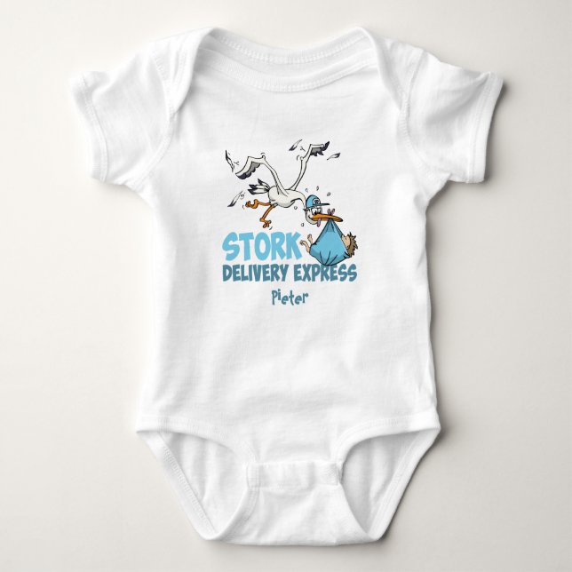 Stork Delivery – Gepersonaliseerde baby romper  Bodysuit (Front)