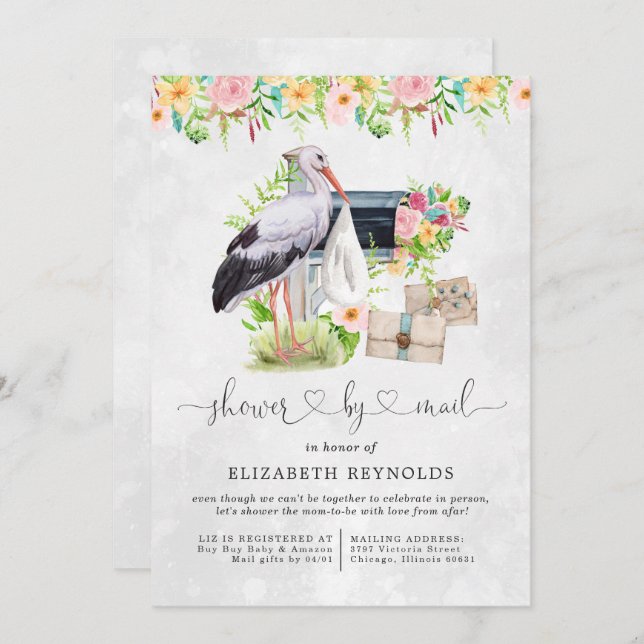 Stork Delivery | Virtual Baby Shower by Mail Invitation (Front/Back)