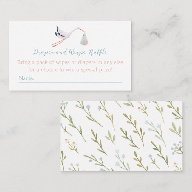 Stork Diaper Card Insert - Blue and Pink (Front/Back)