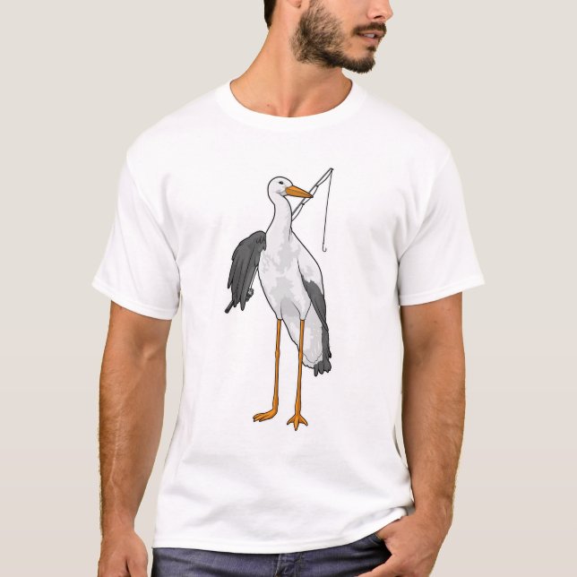 Stork Fishing Fisher Fishing rod T-Shirt (Front)
