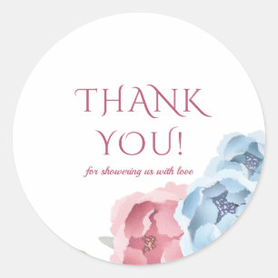 Stork Floral Watercolor Baby Shower Thank You Classic Round Sticker