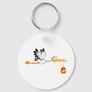 Stork Flying With Easter Egg Key Ring