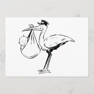 Stork Holding A Baby Invitations