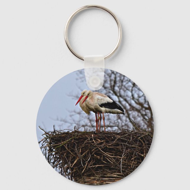 Stork in Nest Key Ring (Front)