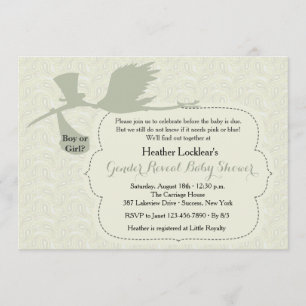 Stork is on the Way Gender Reveal Baby Shower Invitation