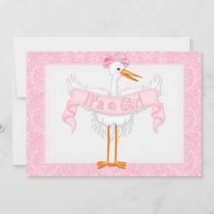 Stork It's a Girl Baby Shower Invitation