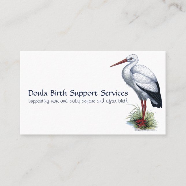 Stork Midwife Or Doula Birth Support Services Calling Card (Front)