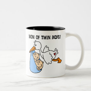 Stork Mum of Twin Boys Two-Tone Coffee Mug