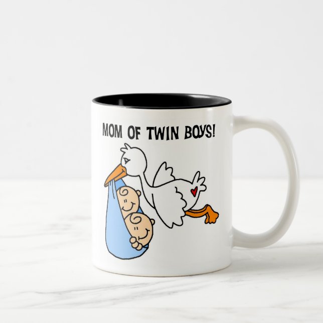 Stork Mum of Twin Boys Two-Tone Coffee Mug (Right)
