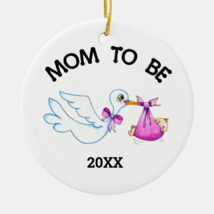 Stork Mum to Be Ceramic Tree Decoration