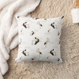 Stork Newborn Baby Boy Girl Pattern Cushion