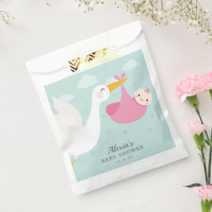 Stork Pink Bundle Girl Baby Shower Favour Bag