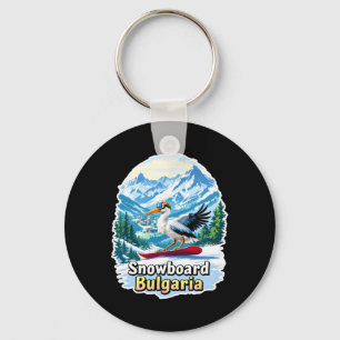 Stork Snowboarding In Beautiful Bulgaria Key Ring