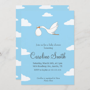 Stork Special Delivery Baby Shower Invitation 