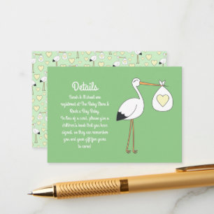 Stork Spring Baby Shower Enclosure Card