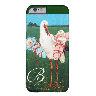 STORK TWIN BABY SHOWER MONOGRAM BARELY THERE iPhone 6 CASE