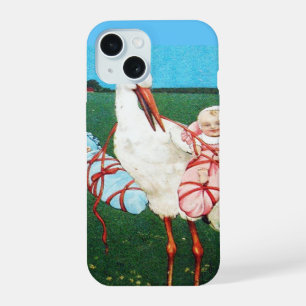 STORK TWIN BABY SHOWER, Pink ,Teal Blue iPhone 15 Case