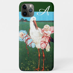 STORK TWIN BABY SHOWER, Pink ,Teal Blue Monogram Case-Mate iPhone Case