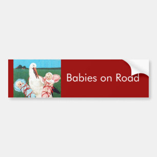 STORK TWIN BABY SHOWER, Pink ,Teal Blue,Red Bumper Sticker