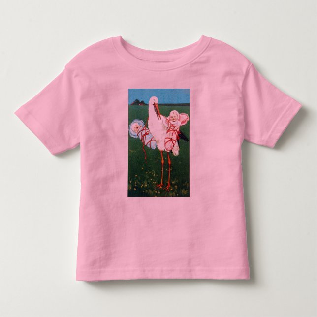 STORK TWIN BABY SHOWER, Pink ,Teal Blue Toddler T-Shirt (Front)