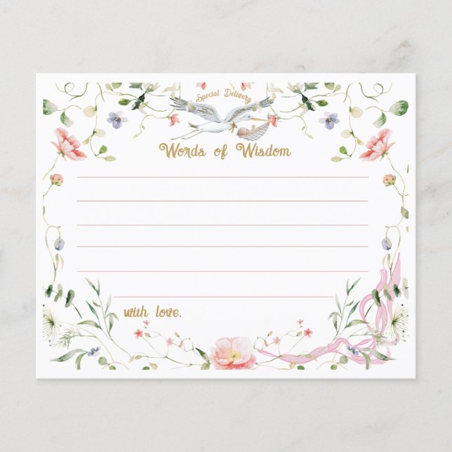 Stork Wildflower Ribbon Words of Wisdom Advice (Front)