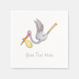 Stork with a Bundle Making a Delivery Napkin