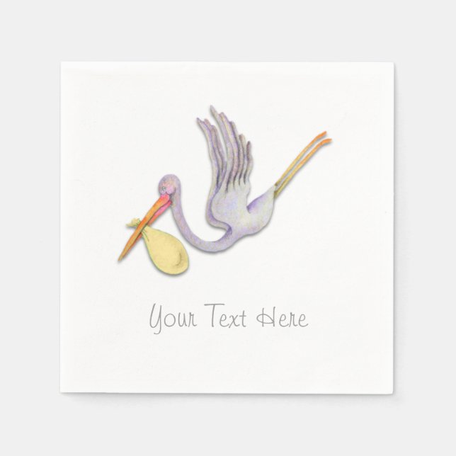 Stork with a Bundle Making a Delivery Napkin (Front)