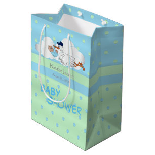 Stork with a Cute Little Baby Boy Medium Gift Bag