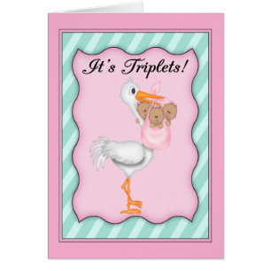 Stork with  African American Girl Triplets