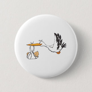 Stork with Baby - Gift for Parents to be 6 Cm Round Badge